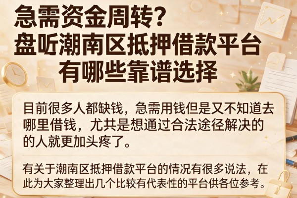 急需资金周转？盘点潮南区抵押借款平台有哪些靠谱选择