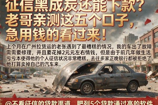 征信黑成炭还能下款？老哥亲测这五个口子，急用钱的看过来！@不看征信的贷款渠道，胪列5个贷款通过高的软件