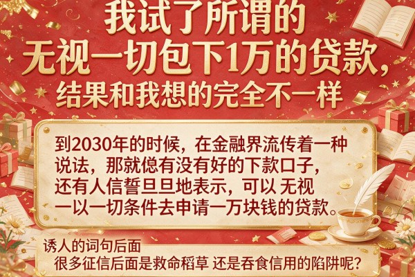 我试了所谓的无视一切包下1万的贷款，结果和我想的完全不一样
