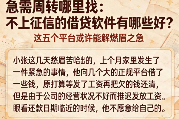 急需周转哪里找？不上征信的借贷软件有哪些好？这五个平台或许能解燃眉之急