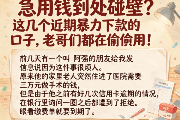 急用钱到处碰壁?这几个近期暴力下款的口子,老哥们都在偷偷用!