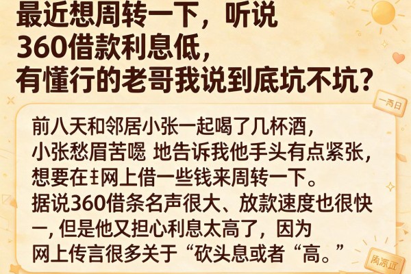 最近想周转一下，听说360借款利息低，有懂行的老哥来说说到底坑不坑？