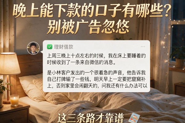 晚上能下款的口子有哪些？别被广告忽悠，这三条路才靠谱