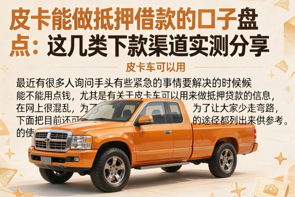 皮卡能做抵押借款的口子盘点：这几类下款渠道实测分享