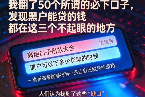 我翻了50个所谓的必下口子，发现黑户能贷的钱都在这三个不起眼的地方