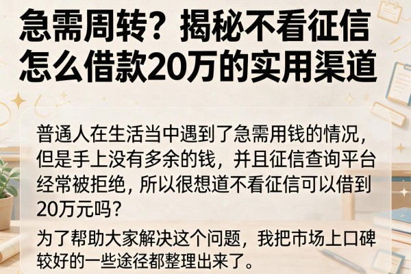 急需周转？揭秘不看征信怎么借款20万的实用渠道
