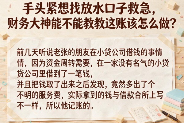 手头紧想找放水口子救急，财务大神能不能教教这账该怎么做？