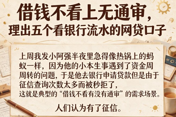 借钱不看上无通审，理出五个看银行流水的网贷口子
