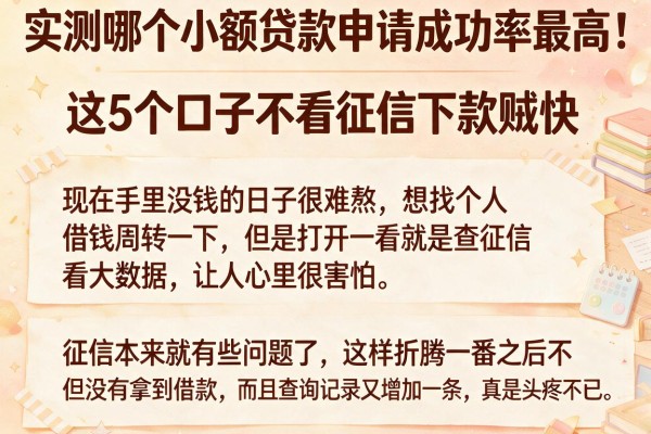 实测哪个小额贷款申请成功率最高：这5个口子不看征信下款贼快