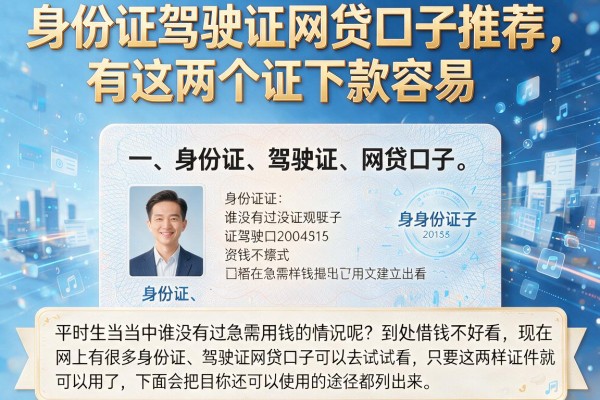 身份证驾驶证网贷口子推荐，有这两个证下款容易
