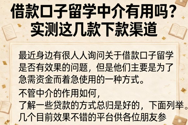 借款口子留学中介有用吗？实测这几款下款渠道
