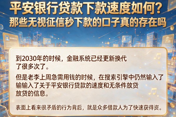 平安银行贷款下款速度如何？那些无视征信秒下款的口子真的存在吗