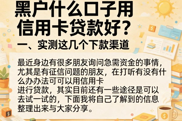 黑户什么口子用信用卡贷款好？实测这几个下款渠道