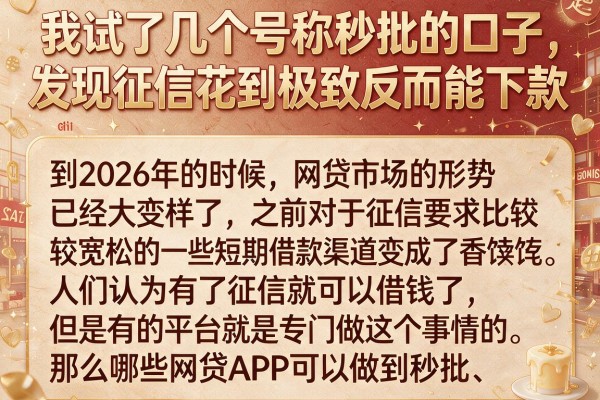 我试了几个号称秒批的口子，发现征信花到极致反而能下款