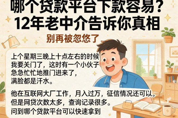 哪个贷款平台下款容易？12年老中介告诉你真相，别再被忽悠了