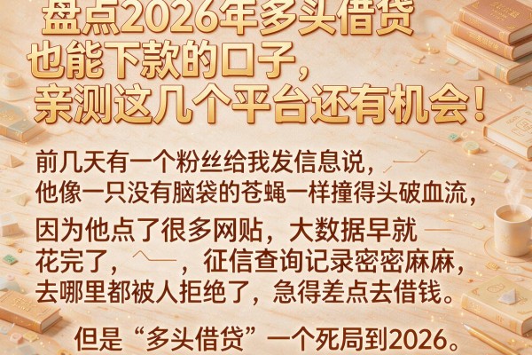 盘点2026年多头借贷也能下款的口子，亲测这几个平台还有机会！