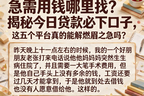急需用钱哪里找？揭秘今日贷款必下口子，这五个平台真的能解燃眉之急吗？
