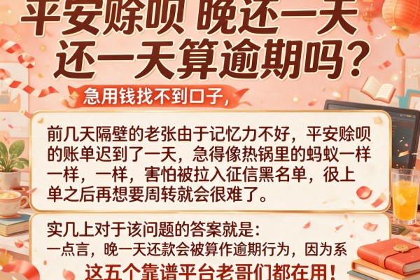 平安赊呗晚还一天算逾期吗？急用钱找不到口子，这五个靠谱平台老哥们都在用！