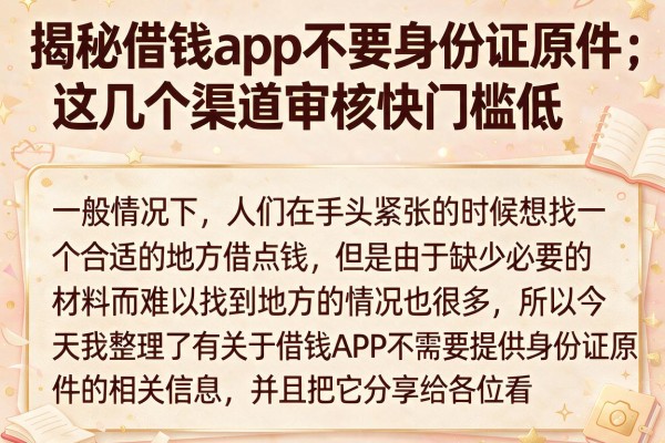 揭秘借钱app不要身份证原件，这几个渠道审核快门槛低