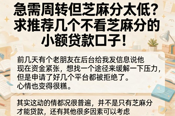 急需周转但芝麻分太低?求推荐几个不看芝麻分的小额贷款口子!