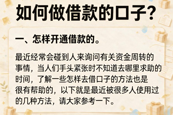 如何做借款的口子？整理了几个实测能下款的渠道
