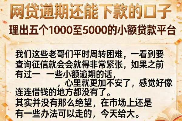 网贷逾期还能下款的口子，理出五个1000至5000的小额贷款平台