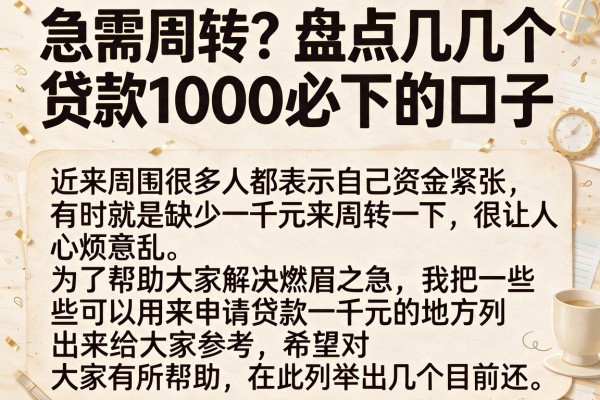 急需周转?盘点几个贷款1000必下的口子