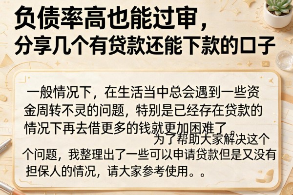 负债率高也能过审，分享几个有贷款还能下款的口子