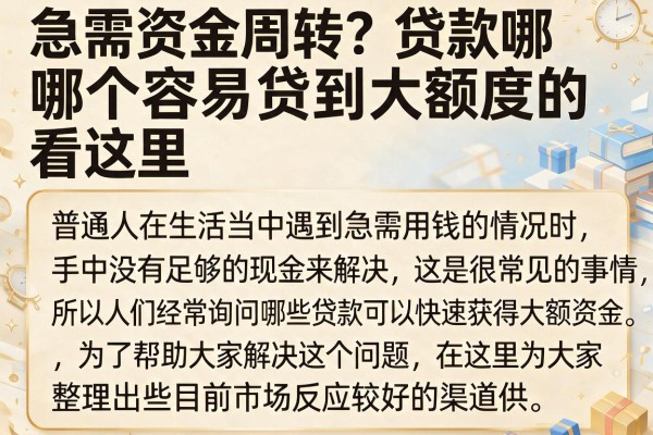 急需资金周转？贷款哪个容易贷到大额度的看这里