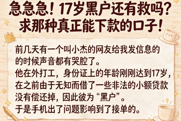 急急急！17岁黑户还有救吗？求那种真正能下款的口子！