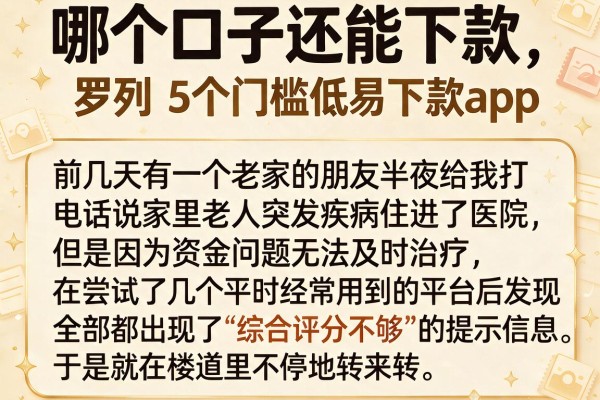 哪个口子还能下款，罗列5个门槛低易下款app