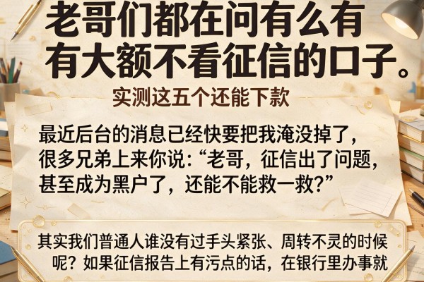 老哥们都在问有么有大额不看征信的口子，实测这五个还能下款