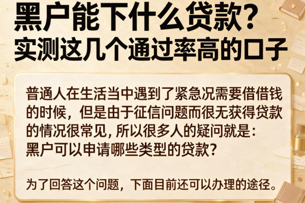 黑户能下什么贷款？实测这几个通过率高的口子