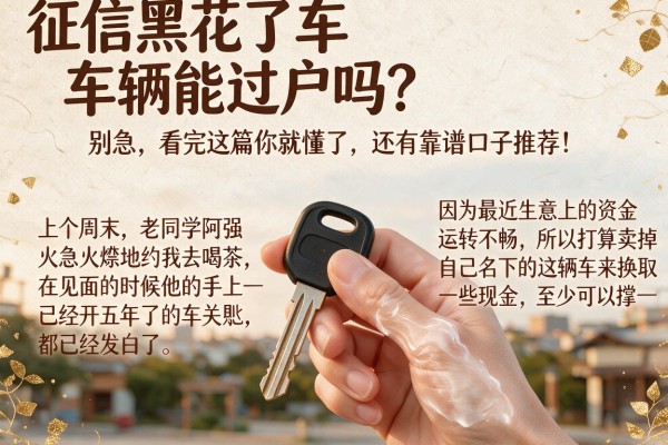 征信黑花了车辆能过户吗？别急，看完这篇你就懂了，还有靠谱口子推荐！