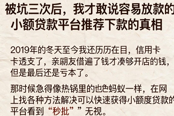 被坑三次后，我才敢说容易放款的小额贷款平台推荐下款的真相
