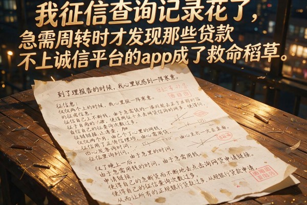 我征信查询记录花了，急需周转时才发现那些贷款不上诚信平台的app成了救命稻草