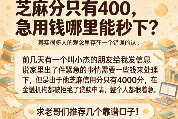 芝麻分只有400，急用钱哪里能秒下？求老哥们推荐几个靠谱口子！