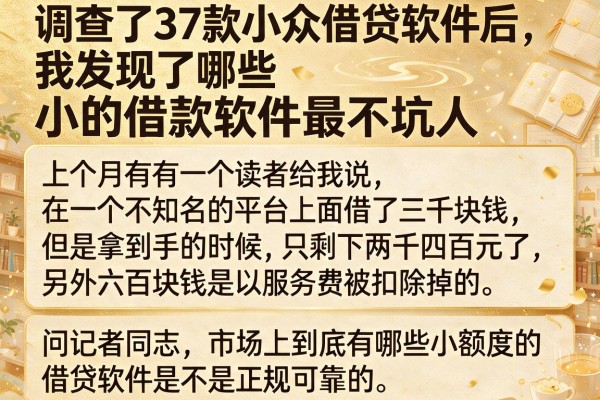 调查了37款小众借贷软件后，我发现了哪些小的借款软件最不坑人