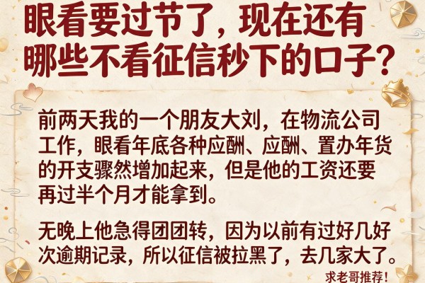 眼看要过节了，现在还有哪些不看征信秒下的口子？求老哥推荐！