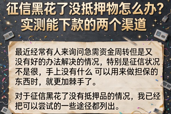 征信黑花了没抵押物怎么办？实测能下款的两个渠道