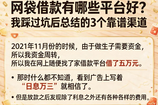 网袋借款有哪些平台好？我踩过坑后总结的3个靠谱渠道