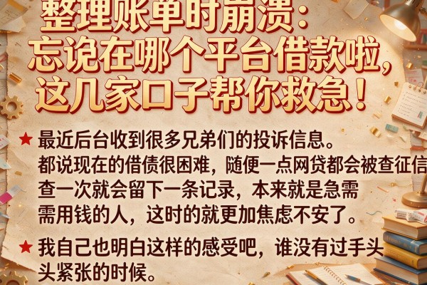 整理账单时崩溃：忘记在哪个平台借款啦，这几家口子帮你救急！