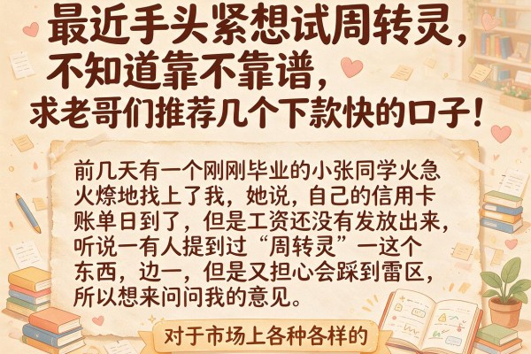 最近手头紧想试周转灵，不知道靠不靠谱，求老哥们推荐几个下款快的口子！