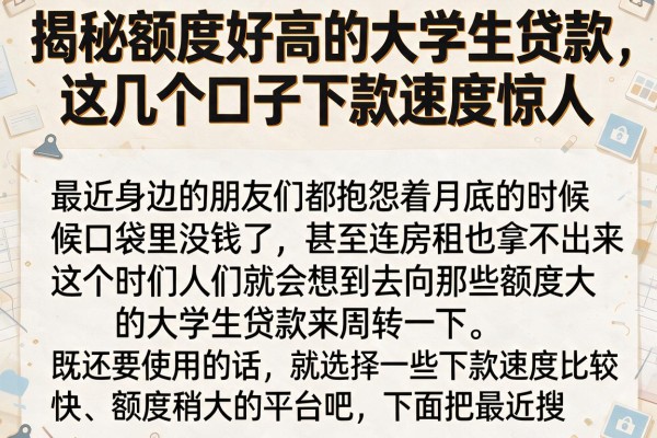 揭秘额度好高的大学生贷款,这几个口子下款速度惊人