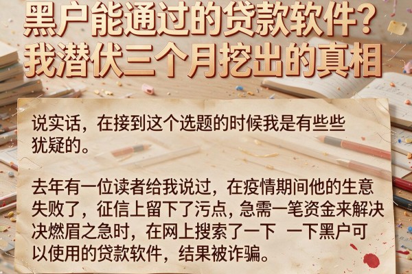 黑户能通过的贷款软件？我潜伏三个月挖出的真相