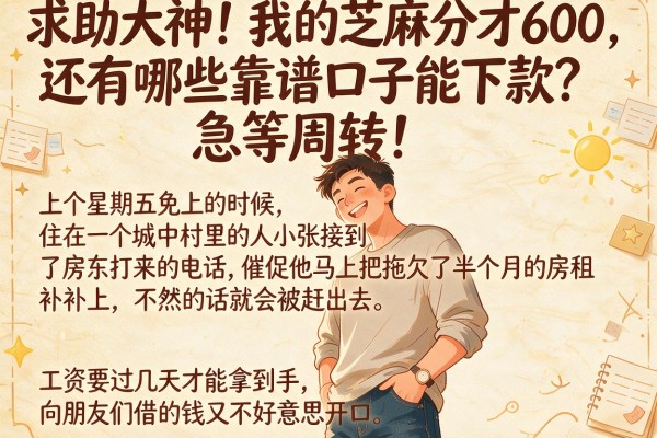 求助大神！我的芝麻分才600，还有哪些靠谱口子能下款？急等周转！
