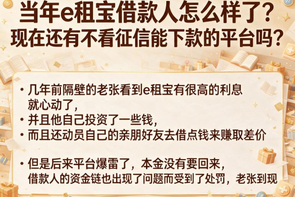 当年e租宝借款人怎么样了?现在还有不看征信能下款的平台吗?