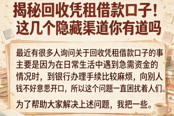 揭秘回收凭租借款口子：这几个隐藏渠道你知道吗