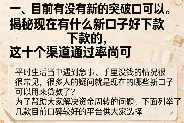 揭秘现在有什么新口子好下款的，这十个渠道通过率尚可