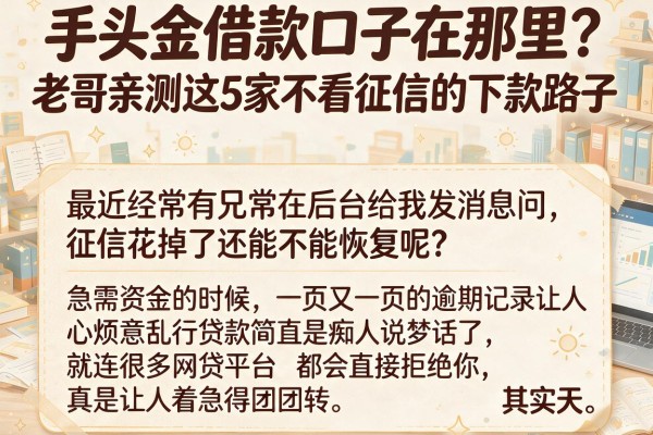 手头金借款口子在那里？老哥亲测这5家不看征信的下款路子